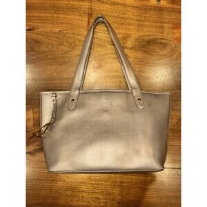 VTG Ralph Lauren Champagne Gold Leather monogrammed Bag Handbag Purse SLOAN